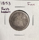 1853 Seated Liberty Quarter, Circ, (13667)