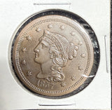 1857 Small Date Large Cent, MS60+ Brown. (13707)
