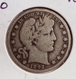 1892-O Barber Half Dollar, VG. (13723) Key Date