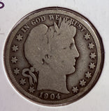 1904-S Barber Half Dollar, Circulated. (13737)