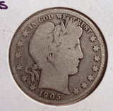 1905-S Barber Half Dollar, Circulated. (13739)