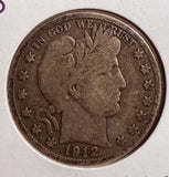1912-D Barber Half Dollar, Circulated. (13745)