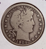 1914-S Barber Half Dollar, Circulated. (13751)