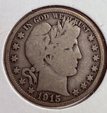 1915 Barber Half Dollar, Circulated. (13753) Key Date