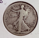 1916-D Walking Liberty Half Dollar, Circulated. (13757). Great Eye Appeal. 