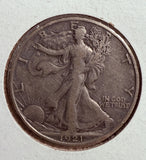 1921-S Walking Liberty Half Dollar, Circulated. (13767) Key Date