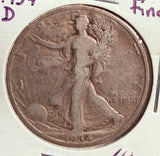 1934-D Walking Liberty Half Dollar, Circulated. (13775)