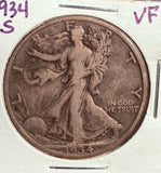 1934-S Walking Liberty Half Dollar, Circulated. (13777)
