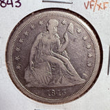 1843 Seated Liberty Silver Dollar, Circ. (13800)