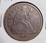 1847 Seated Liberty Silver Dollar, Circ. (13802)
