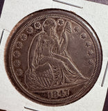 1847 Seated Liberty Silver Dollar, AU+ (13804)