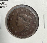 1820 Large Cent, Small Date, Circ, (13873)