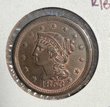 1853 Large Cent, MS60+RB, (13879)