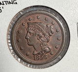 1856 Slanted 6 Large Cent, MS60+RB, (13881)