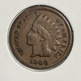 1908-S Indian Head Cent, VF+. (13904)