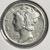 1942/41-D Mercury Head Dime, AU+Details. (13961) Lightly Cleaned. Great Eye Appeal.