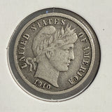 1910-S Barber Dime, Circulated. (13978)