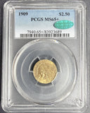 1909 $2-1/2 Indian Gold Quarter Eagle, MS65+ PCGS+CAC (13986)