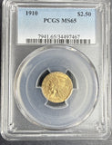 1910 $2-1/2 Indian Gold Quarter Eagle, MS65 PCGS (13990)