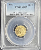 1913 $2-1/2 Indian Gold Quarter Eagle, MS65 PCGS (14007)