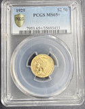 1929 $2-1/2 Indian Gold Quarter Eagle, MS65+ PCGS (14039)