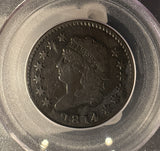 1814 Large Cent,Classic Head Crosslet 4, VF20 PCGS, (14080)
