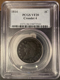 1814 Large Cent,Classic Head Crosslet 4, VF20 PCGS, (14080)