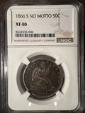 1866-S NO Motto Seated Liberty Half Dollar, XF40 NGC (14094)