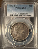 1892-S Barber Half Dollar, XF45 PCGS (14096)