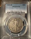 1921-D Walking Liberty Half Dollar, F-15 PCGS (14128)