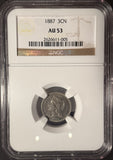 1887 3ct Nickel, AU53 NGC (14142) Key Date