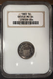 1883 Shield Nickel, MS64 NGC (14146). Great Eye Appeal.