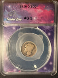 1916-D Mercury Dime, AG3,  ANACS, (14190). Key Date. Great Eye Appeal.