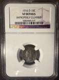 1916-D Mercury Dime, VF Details, NGC, (14192). Key Date. Great Eye Appeal.