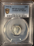 1916-D Mercury Dime, AU Details, PCGS, (14194). Key Date. Great Eye Appeal.
