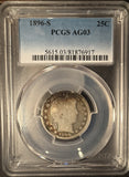 1896-S Barber Quarter, AG3 PCGS, (14210)