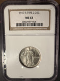 1917-S T-2 Standing Liberty Quarter, MS63, NGC. (14222)