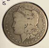 1898-S Morgan Silver Dollar, Circulated. (14302)