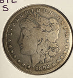 1892-S Morgan Silver Dollar, Circulated. (14304)