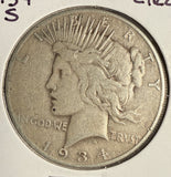 1934-S Peace Dollar, Circulated, (14320)