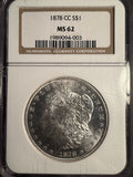 1878-CC Morgan Silver Dollar, MS62 NGC. (14334)