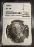 1880-S Morgan Silver Dollar, MS64 NGC. (14350)