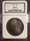 1881-S Morgan Silver Dollar, MS64 NGC. (14358)