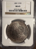 1881-S Morgan Silver Dollar, MS65 NGC. (14360)