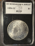 1884-CC Morgan Silver Dollar, MS63. (14378)