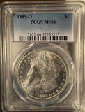 1885-O Morgan Silver Dollar, MS66 PCGS. (14390)