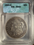 1885-S Morgan Silver Dollar, XF40 ICG. (14392)
