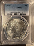 1886 Morgan Silver Dollar, MS66 PCGS. (14408)