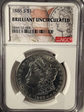 1886-S Morgan Silver Dollar, Brilliant Uncirculated, NGC. (14418)