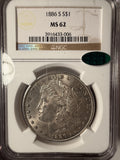 1886-S Morgan Silver Dollar, MS62, NGC. CAC (14420)